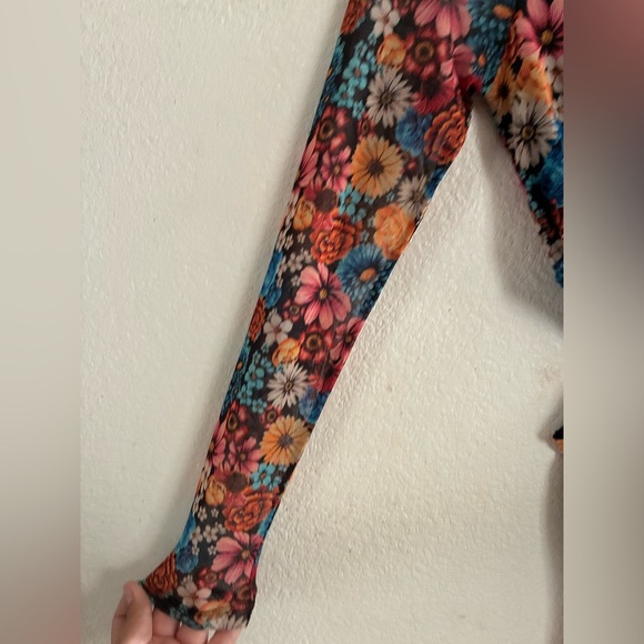 AFRM Bohemian Women’s Multicolor Floral Mesh Midi Body-con Cut Out Dress S - Picture 7 of 16